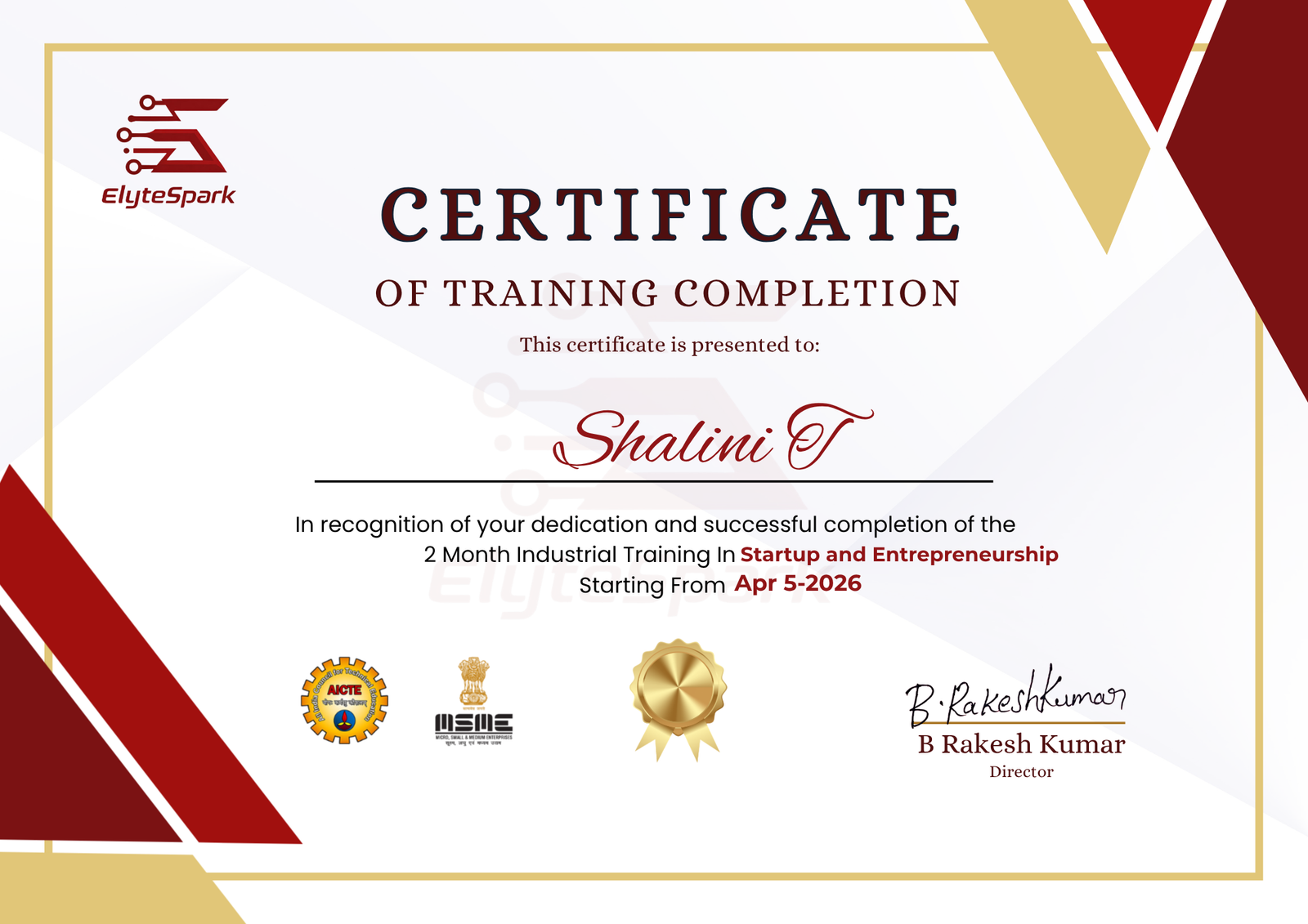 Training Completion Certificates